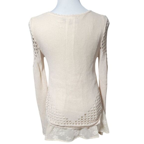 Anthropologie Sunday in Brooklyn Fiona Sweater Eyelet Layered Cream Womens small - Picture 4 of 13